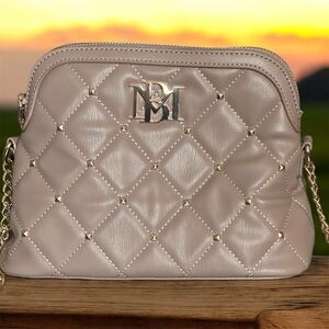 Badgley Mischka Quilted Gray Crossbody Bag